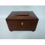 19th century mahogany sewing box with contents W30.