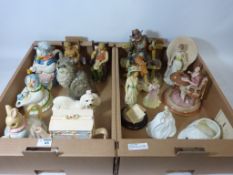 Royal Doulton cat, Coalport and other figurines,