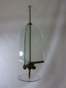 Art Deco period chrome and etched glass centre light fitting H70cm
