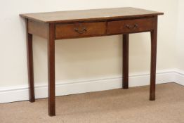 19th century oak two drawer side table, W101cm, H70cm,