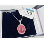 Pink dress pendant necklace stamped 925