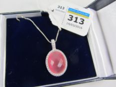 Pink dress pendant necklace stamped 925