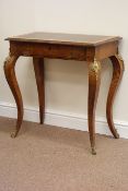 20th century French amboyna wood, figured walnut and rosewood side table fitted with single drawer,