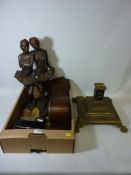 Bronzed resin sculpture of two ballet dancers H55cm, Art Deco period Enfield mantel clock,