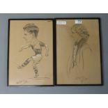 Caricature of a Footballer & Portrait of a Lady,
