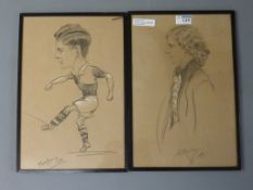 Caricature of a Footballer & Portrait of a Lady,