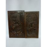 Pair 20th century carved oak panels H53cm