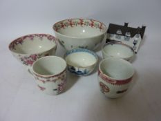 Early 19th century New Hall slop bowl, other 18th/19th century tea bowls,