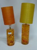 Two 1960's Perspex table lamps with shades H45cm