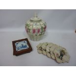 Three 19th/early 20th century framed Delft tiles,