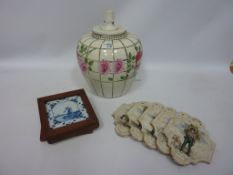 Three 19th/early 20th century framed Delft tiles,