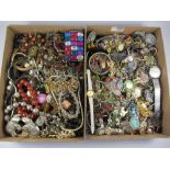 Costume jewellery in two boxes