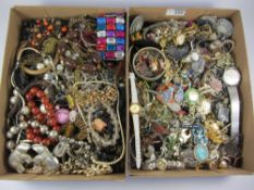 Costume jewellery in two boxes