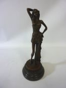 20th century bronze figure of a young woman,