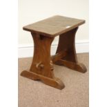 Yorkshire Oak - 'Gnomeman' adzed oak stretcher stool by Thomas Whittaker of Littlebeck,