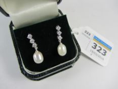 Pair of pearl dress ear-rings stamped 925