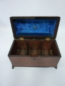 George III mahogany three division tea caddy W17cm