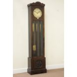 Early 20th century oak longcase clock, triple weight driven, dial signed C.P.