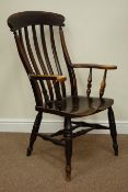 Victorian elm farmhouse chair on turned double 'H' stretcher base Condition Report