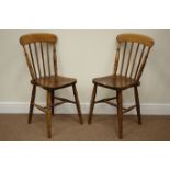 Pair Victorian elm and beech country chairs