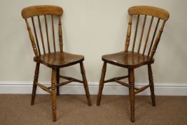 Pair Victorian elm and beech country chairs