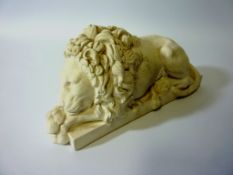 'The Chatsworth Sleeping Lion' reconstituted stone sculpture L23cm Condition Report