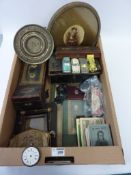 Hallmarked silver pocket watch,early 20th century photographs, old boxes, vintage model vehicles,