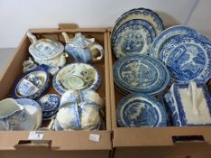 19th century blue and white pearlware plates,