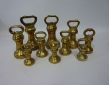 Collection of ten brass butcher's weights