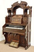 Early 20th century mahogany mirror back organ by John Malcolm & Co, W123cm, H204cm,