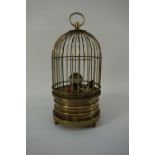 Brass miniature bird cage clock, H16cm CLOCKS & BAROMETERS - as we are not a retailer,