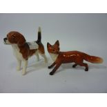Beswick beagle 'CH Wendover Billy' and a Beswick fox (2)