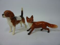 Beswick beagle 'CH Wendover Billy' and a Beswick fox (2)