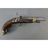 French military 1832 pattern percussion (conversion) pistol, 20cm round barrel,