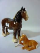 Beswick bay shire horse and a palomino foal Condition Report <a href='//www.