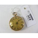Edwardian hallmarked 18ct gold key wound pocket watch no 6933