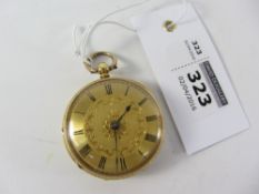 Edwardian hallmarked 18ct gold key wound pocket watch no 6933