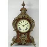 German Lenzkirch mantel clock, walnut cased, decorative brass mounts and fittings,