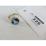 Blue topaz gold ring hallmarked 9ct