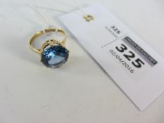 Blue topaz gold ring hallmarked 9ct