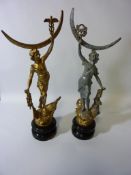 Pair of French spelter figures 'Le Commerce' and L`Industrie' H49cm Condition Report