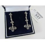 Pair of marcasite pendant ear-rings stamped 925