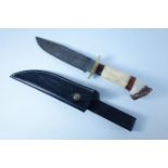 Bowie knife, 19cm Damascus blade,