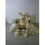 Pair 19th/early 20th century Staffordshire dogs, pair Beswick Staffordshire type spaniels,