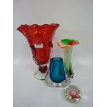 Venetian ruby glass vase H28cm,