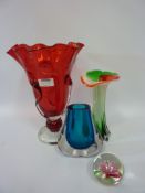 Venetian ruby glass vase H28cm,