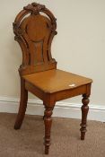 Edwardian oak hall chair carved detail,