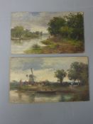 Lakeside Studies, pair oils on board signed by T.B. Hardy 12.