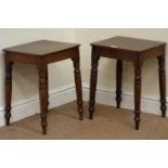 Pair Victorian mahogany rectangular stools on turned bases Condition Report <a