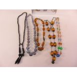 Amber and other vintage necklaces